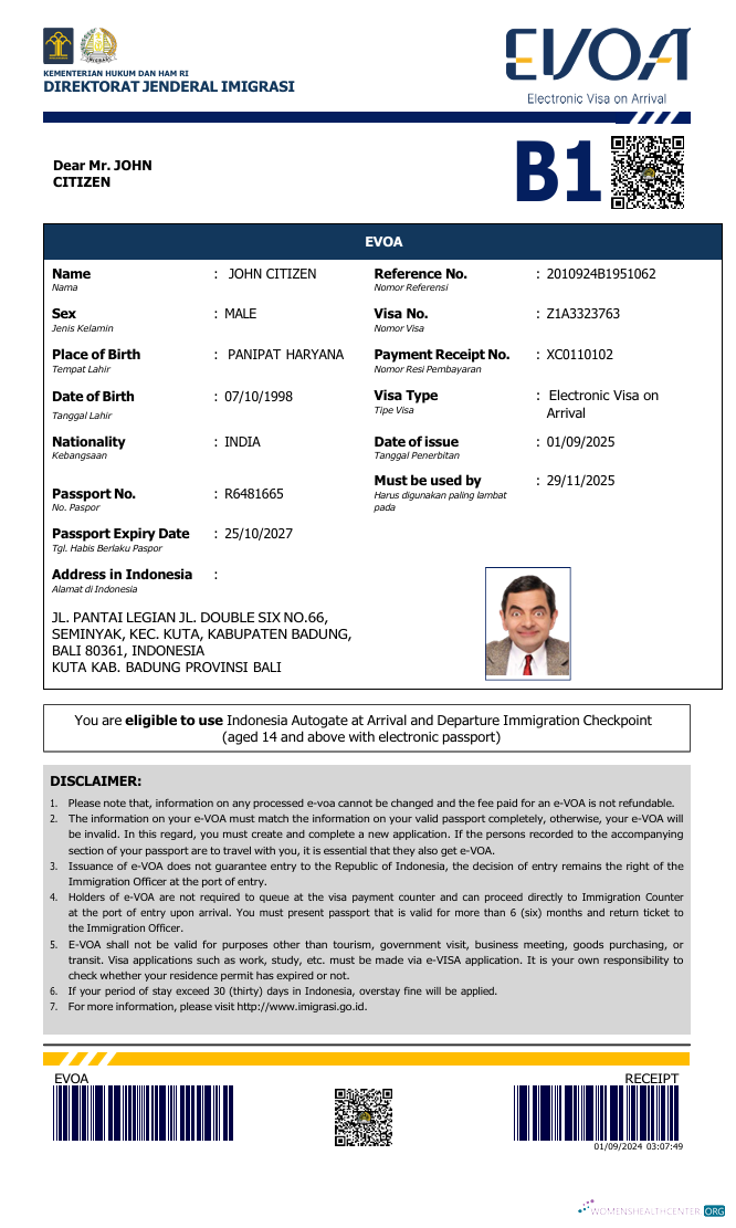 Download Indonesia e visa template in Word and PDF formats, version 2 Photoshop template